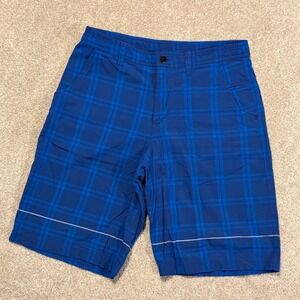 Lululemon Shorts Men's Size 30 Blue Plaid Commission Golf Active Athletic 10in"